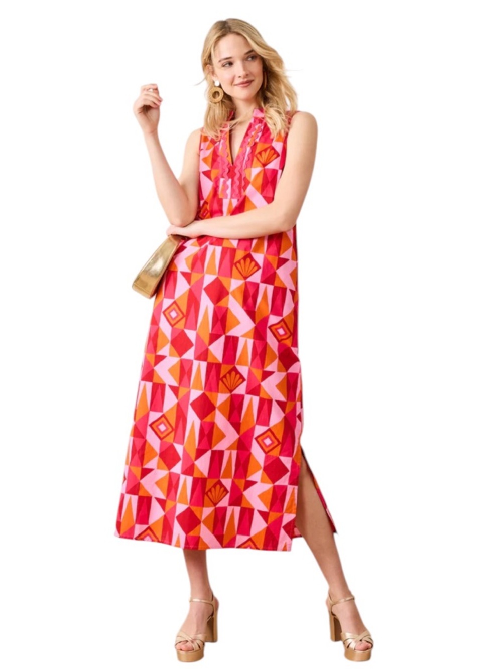 Printfresh NWT ocean view long tunic dress underwater mosaic organic cotton